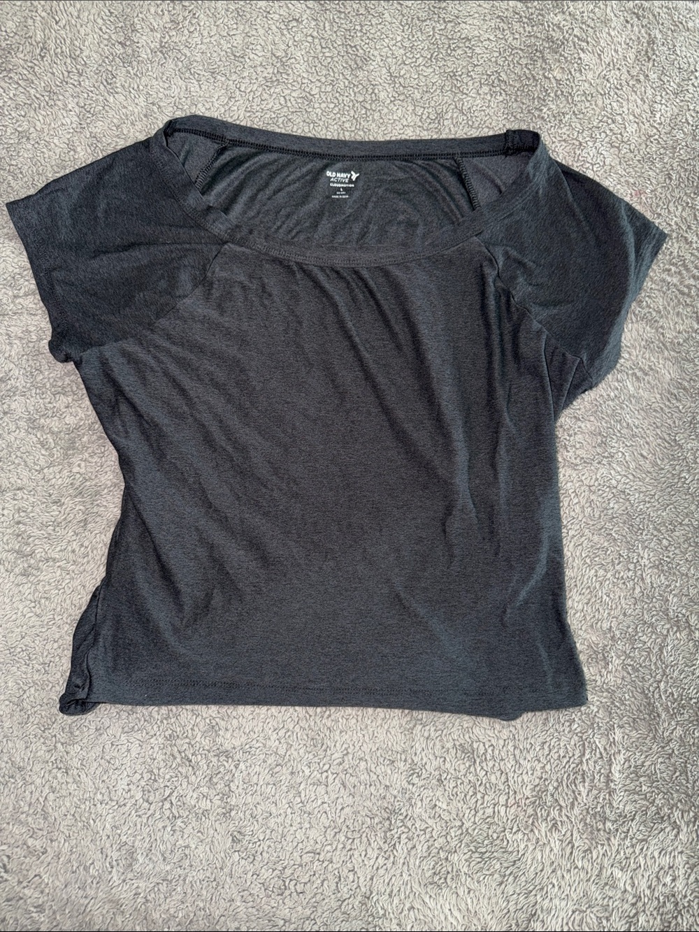 Slate Old Navy Black Short Sleeve Scoop Neck twist back detail Women's Tee